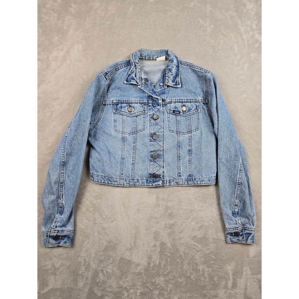Vintage‎ Lee Denim Jacket Womens S/M Blue Cropped Acid Wash Trucker Jean *Read